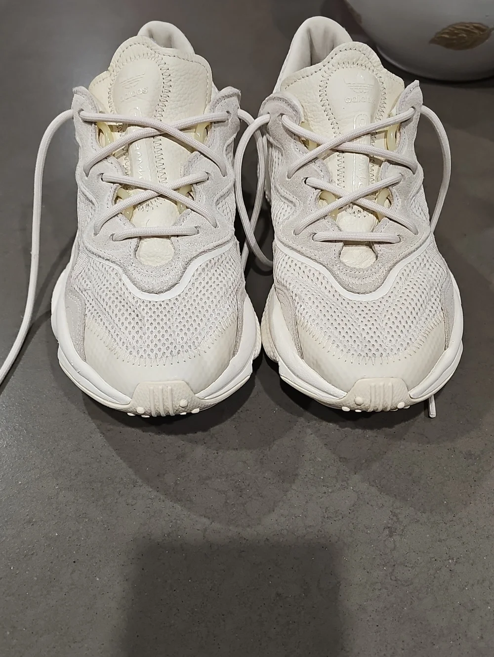 adidas Ozweego Cream White Mesh Athletic Sneakers